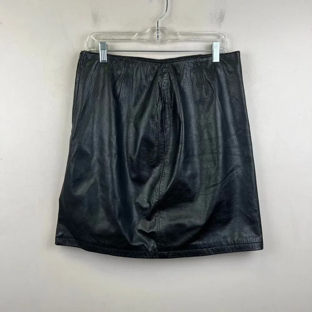 Vintage Wilsons Leather Maxima Black Leather Skirt  Size 14